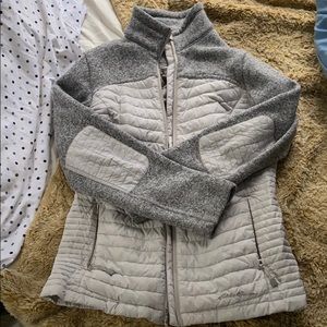 Grey and White Eddie Bauer Zip Up Sweatshir Jacket